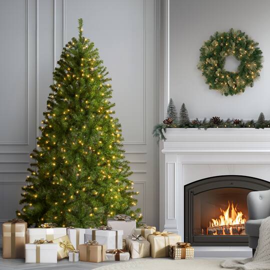 6.5ft. Pre-Lit North Valley® Spruce Artificial Christmas Tree, Clear Lights